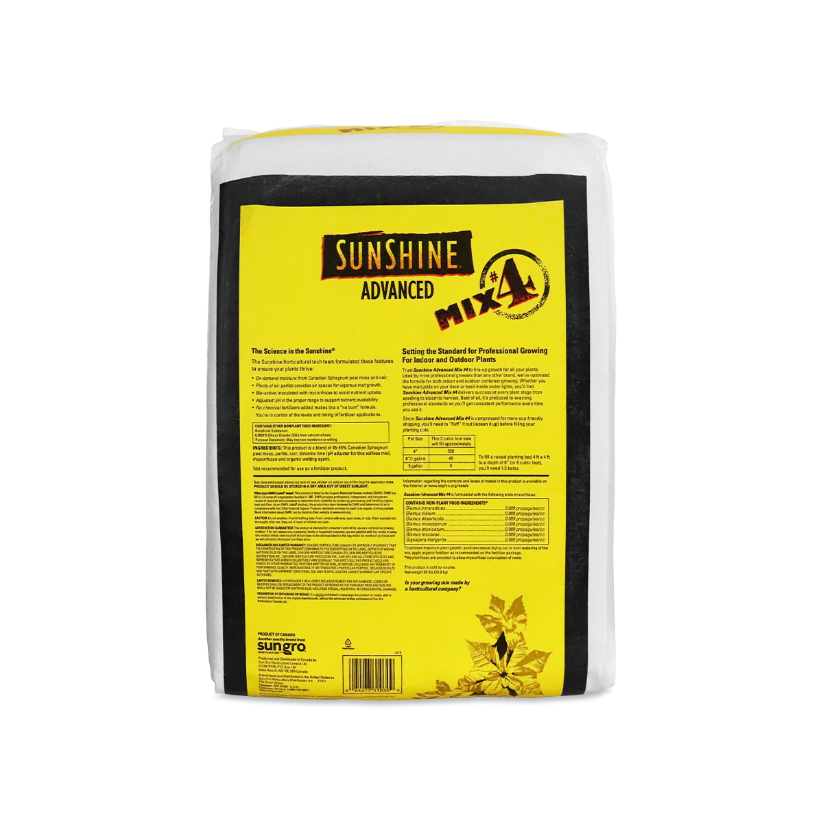 Sungro Sunshine 4 Advanced Growing Potting Mix Details