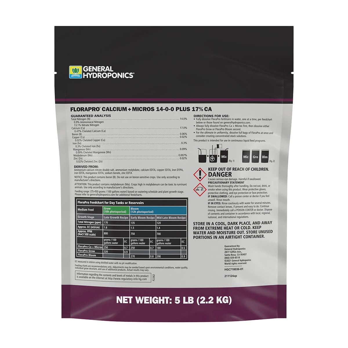 General Hydroponics FloraPro Micro 5lb Back