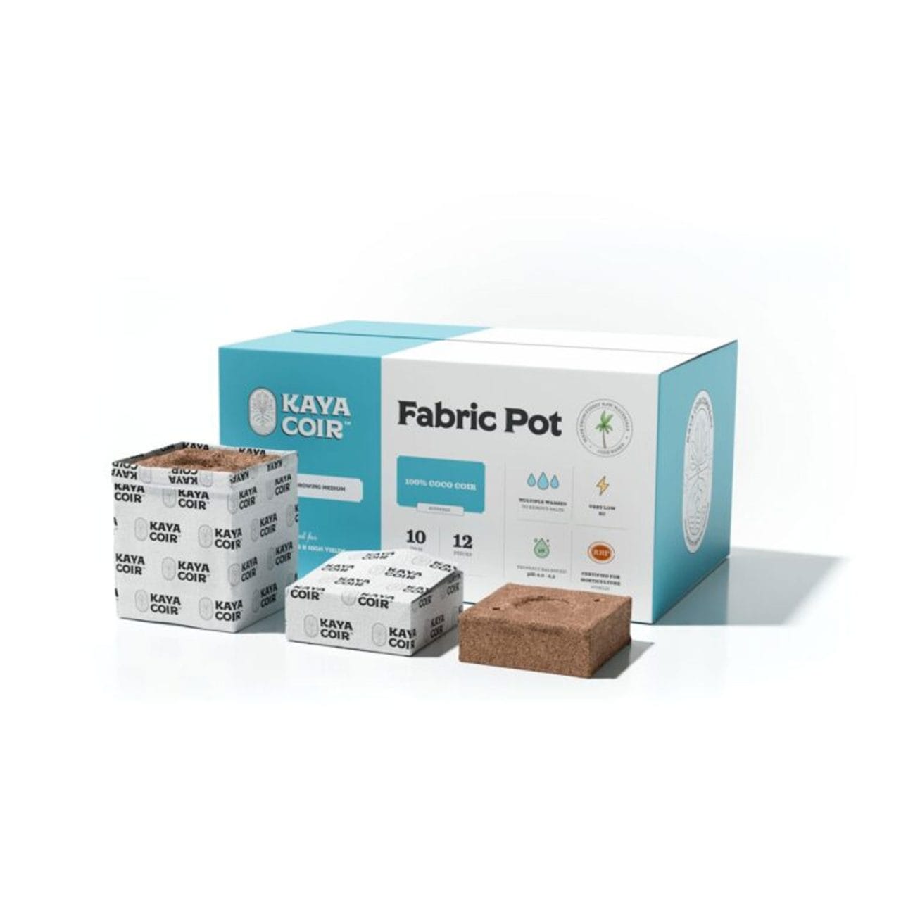 Kaya Coco Coir Blocks - 10" Fabric Pot Open Top