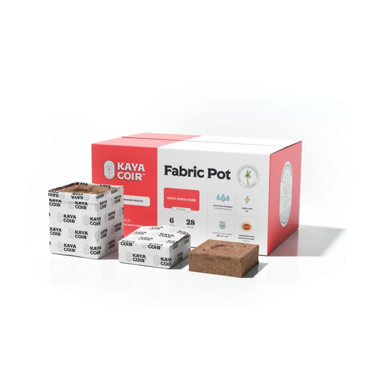 Kaya Coco Coir Blocks - 6" Fabric Pot Open Top